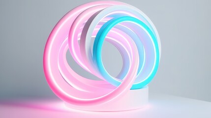 Poster - Neon pastel spirangle on white background with copyspace. Generative ai
