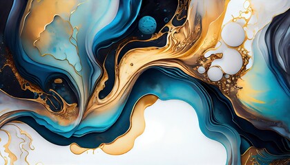 Wall Mural - Marble & Alcohol ink background, Generative AI