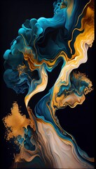 Wall Mural - Marble & Alcohol ink background, Generative AI