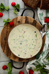 Wall Mural - okroshka, a traditional Russian cold soup