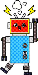 comic book style cartoon of a robot