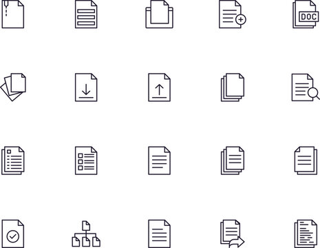 Collection of modern file outline icons. Set of modern illustrations for mobile apps, web sites, flyers, banners etc isolated on white background. Premium quality signs.