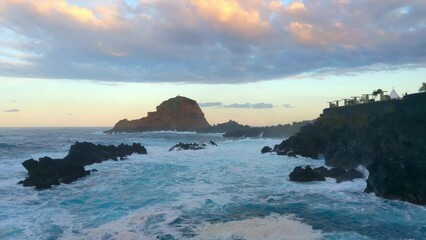 Wall Mural - Sunset on the island of Madeira. Beautiful scenic sunset on the ocean or sea