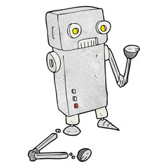 Wall Mural - freehand textured cartoon broken robot