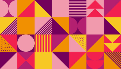Leinwandbilder - geometric pattern background, vector multicolor geometry print design with rectangles, squares and c