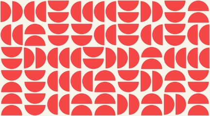Poster - Geometric pattern background, vector abstract contemporary multicolored trendy pattern. Seamless red circle background. Modern op-art