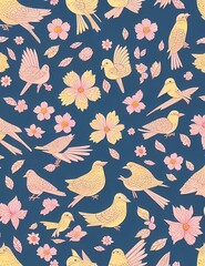 victorian bird pattern generative ki, illustration