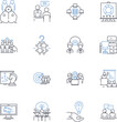 © michael broon - Human resources line icons collection. Talent, Recruiting, Diversity, Retention, Onboarding, Training, Compensation vector and linear illustration. Benefits,Compliance,Employee relations outline signs
