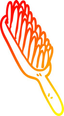 warm gradient line drawing of a cartoon hair brush