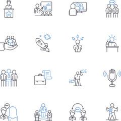 Political culture line icons collection. Democracy, Power, Representation, Nationalism, Authority, Freedom, Equality vector and linear illustration. Justice,Ideology,Polity outline signs set