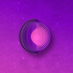 Aufkleber - Geometric art object with bright pink gradient on old concrete background. 3d rendering digital illustration