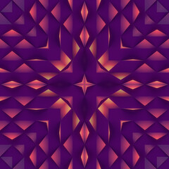 Wall Mural - Colorful symmetric geometric background, digital illustration of a triangular shape pattern. 3d rendering background