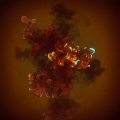 Aufkleber - Chemical hot explosion on brown background. Trendy template.3d rendering digital illustration