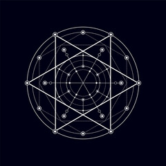 Canvas Print - Meditation and myth pentagram, bohemian esoteric symmetrical sign. Vector mystical sacred geometric shape, mystical tribal alchemy sacred sign