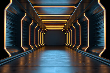 Wall Mural - Empty dark room, Modern Futuristic Sci Fi Background