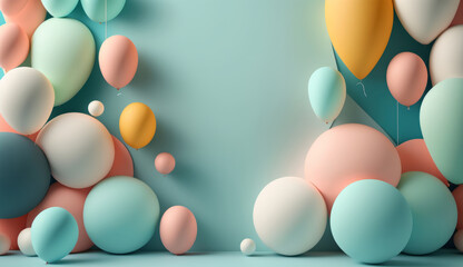 Wall Mural - Birthday background with balloons. Illustration AI Generative.