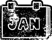 Grunge Distressed Icon Of A Calendar With Jan