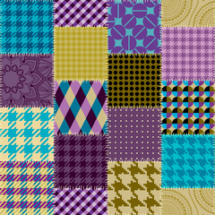 Poster - Textille patchwork pattern. Seamless Vector image. Squares patchwork