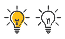 Two Different Types Of Light Bulbs, Icon, Vector.