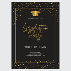 luxury graduation party poster invitation  with graduation cap hat vector template