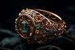 © Pixel Matrix - Expensive Vintage Ring With Big Gemstones And Neural Network Art. Generative AI