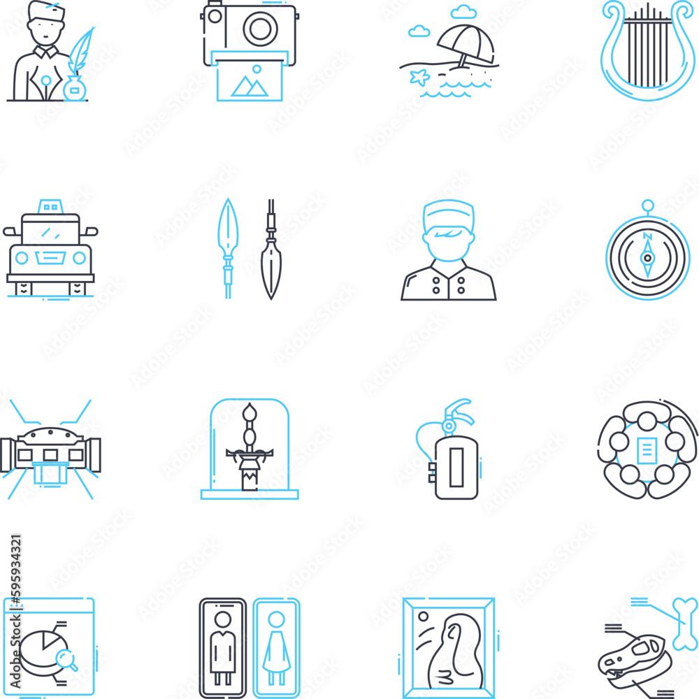 Setlist Icon Musical concerts linear icons set. Performance, Stage, Lights, Sound ...