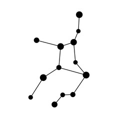 Wall Mural - Vector isolated one single Virgo stars constellation map scheme colorless black and white contour line easy drawing