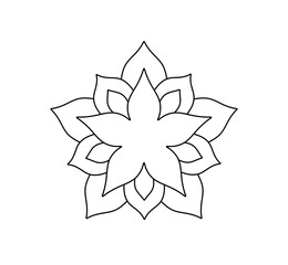 Wall Mural - vector isolated one single simplest five petals flower shape colorless black and white contour line 