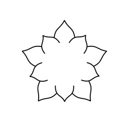 Wall Mural - vector isolated one single simplest five petals flower shape colorless black and white contour line 