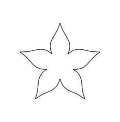 Wall Mural - vector isolated one single simplest five petals flower shape colorless black and white contour line 