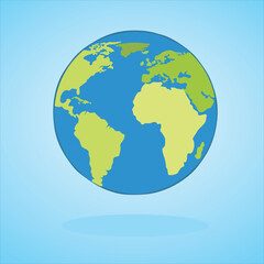 planet earth on a blue background vector illustration