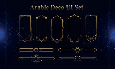 Wall Mural - set of arabic deco modern user interface elements. fantasy magic hud. good for game ui. vector illus