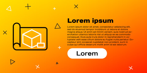 Poster - Line Graphing paper for engineering icon isolated on yellow background. Colorful outline concept. Vector