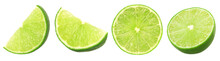 Fresh lime slice and half isolated, transparent png, collection, PNG format, cut out