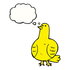 freehand drawn thought bubble cartoon bird