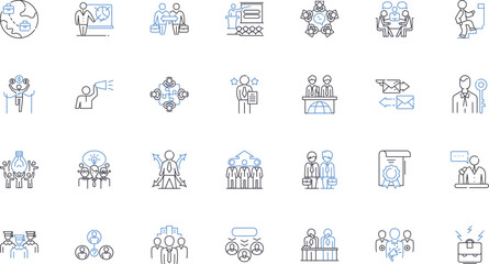 Regulation line icons collection. Compliance, Oversight, Standards, Authorization, Jurisdiction, Control, Inspection vector and linear illustration. Compliance,Accreditation,Mandate outline signs set