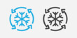 © DesignViralHub - Freezer control icon. Automatic cooling defrost symbol. Sign car or home air conditioning vector flat.snowflake with four rotation arrows. vector.