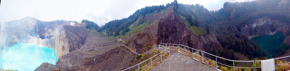 Sticker - Kelimutu volcano with color changing lakes on Flores Island, Indonesia