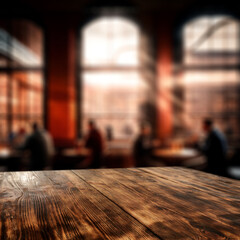 Wall Mural - desk of free space for your coffee and brown dark cafe interior.
