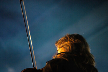 Poster - Band playing music and a gig in a venue, close up of a rock band playing guitars and instruments.