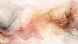 Fototapeta Mapy - Flowing liquid smoke. Drops of pastel paint in water. Trendy beige fluid banner. Modern macro abstract background illustration, ink in water effect. Generative AI