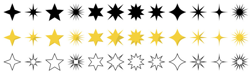 Leinwandbilder - Stars in different style. Stars icons. Set of simple stars
