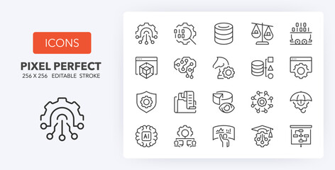 Wall Mural - business intelligence line icons 256 x 256