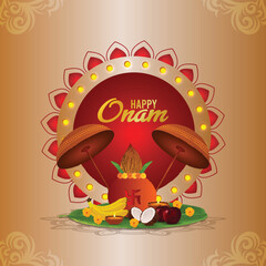 Wall Mural - South indian festival happy onam invitation background