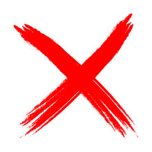 Red Cross Mark Brush, Red X Mark, X Sign Hand Drawn Icon 