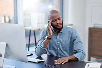 Poster - You may only fail if you do not mind failing. a young businessman feeling stressed while working in a modern office.