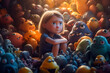 Child Surrounded by Monsters in a Nightmare, Depicting Children's Fears and Nightmares, Conceptual Image for Psychology, Parenting, Upbringing, and Pedagogy – Stop Motion Animation Style. 