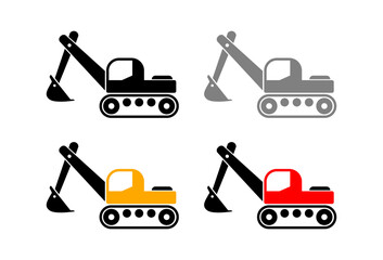 Wall Mural - Excavator set. Vector icons on white background.