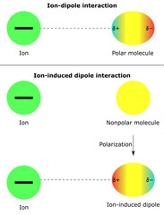 intermolecular forces ion dipole interaction ion induced nonpolar molecules polar partial positive negative charge physical chemistry physics