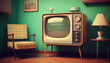 © serperm73 - Old fashioned vintage retro design room with retro tv. Abstract illustration.